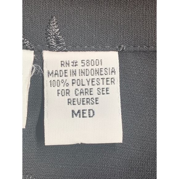 Joanna Blouse Womens Medium Black Button Up Polyester 3/4 Sleeve No Pocket Shirt - Picture 10 of 13